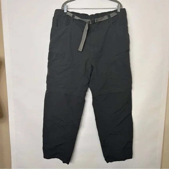 The North Face Mens Zip Off Pants Shorts XXL Gray Cargo Pockets with Belt - Picture 1 of 14